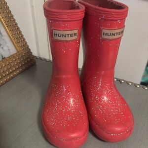 Hunter rainboots little girl size 6 pink glitter